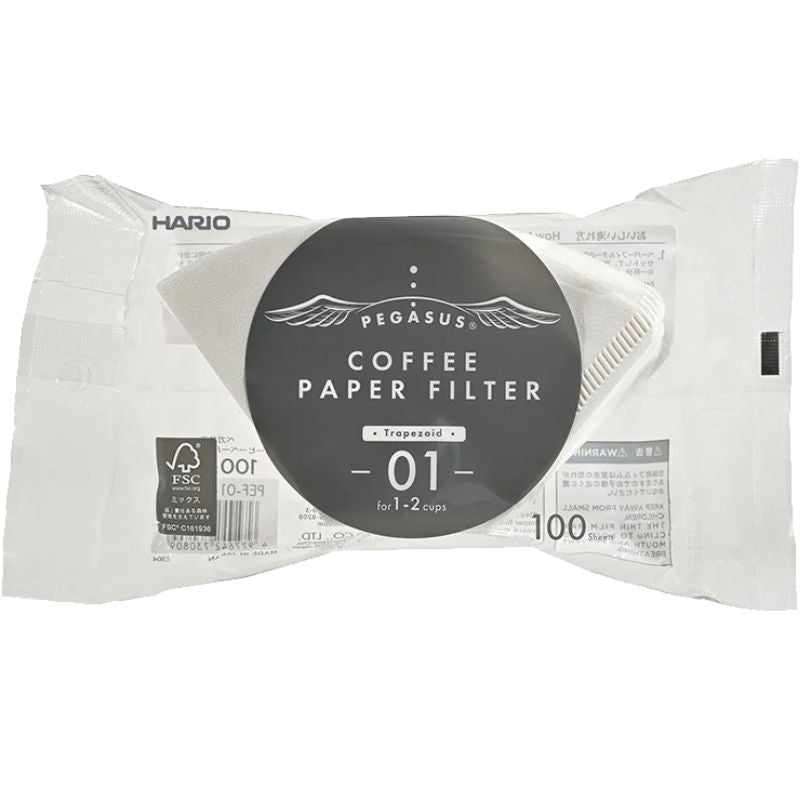Produktbillede af Pegasus Papirfilter 01 Hvide 100 Stk. Hario på tilbud i premium kvalitet