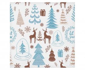 Produktbillede af Papirservietter Hej Vinter Hvid 33x33 Cm/ 20 Stk. på tilbud i premium kvalitet