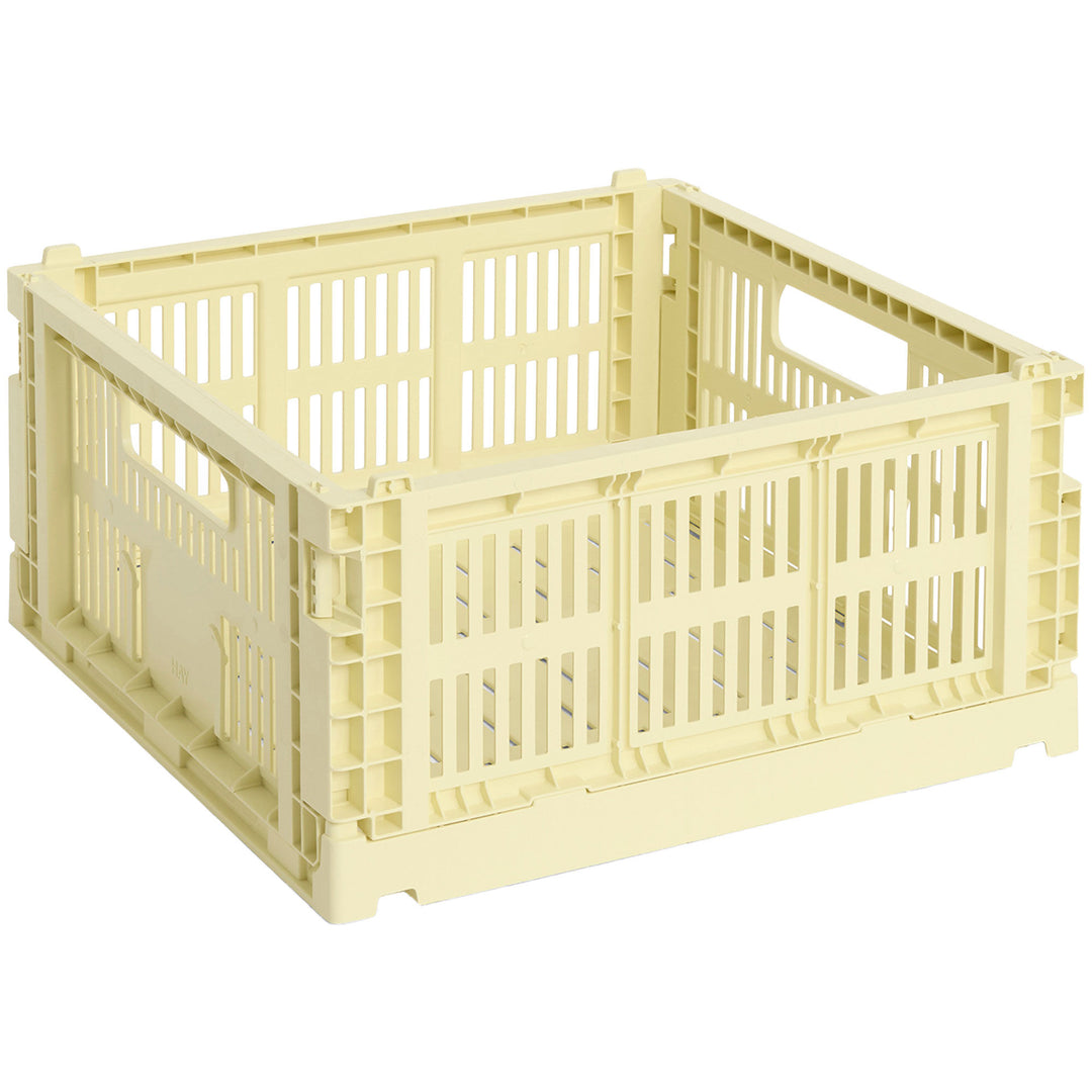Hay HAY Colour Crate Medium Square Opbevaringskasse, lysegul – close-up (Opbevaringsboks)