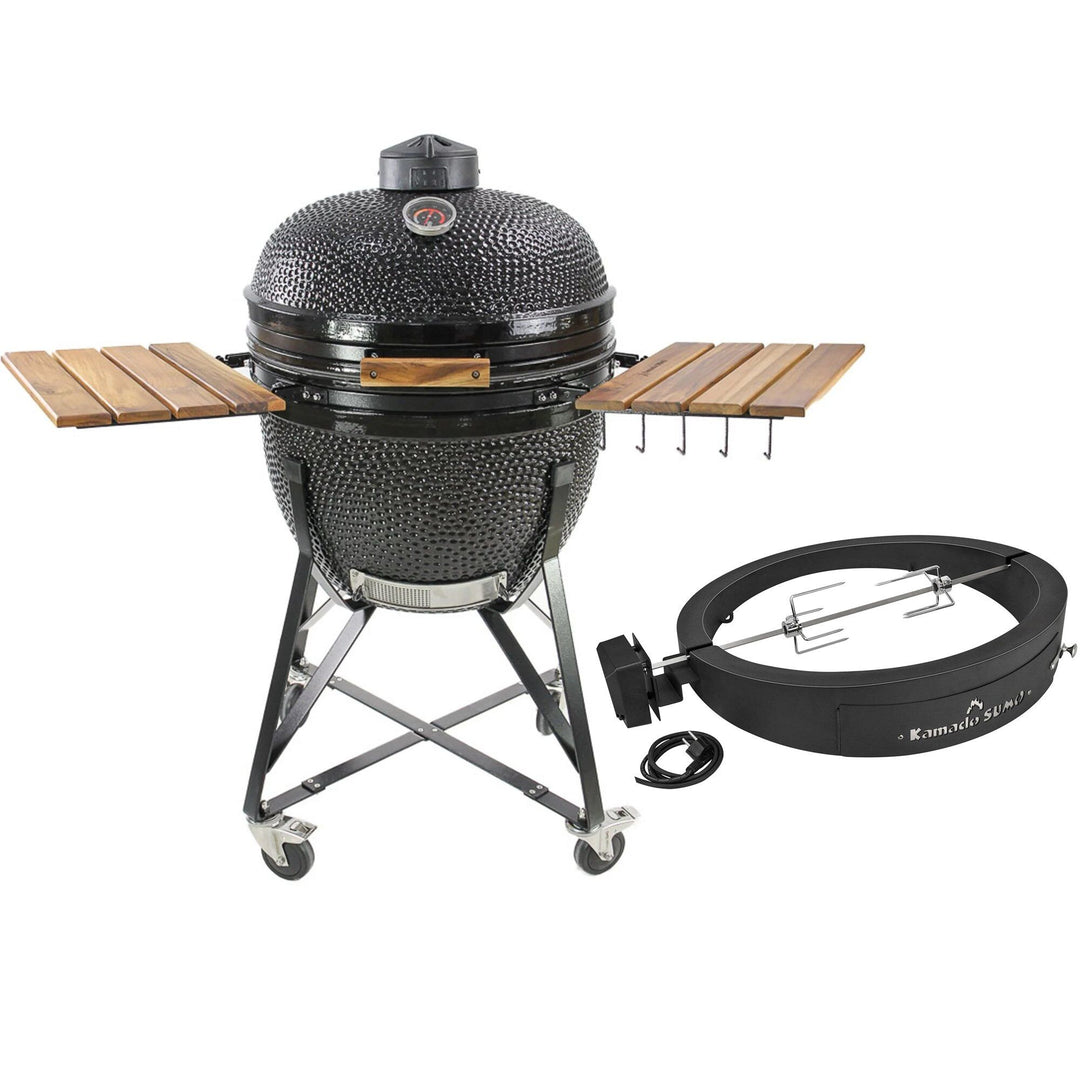 Kamado sumo Kamado sumo Maxi kulgrill, sort + grillmesterens rotisserie og pizzaovn – detaljebillede (Kamadogrill)