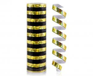 Holografisk Serpentiner Guld-sort 4 m / 1 Stk