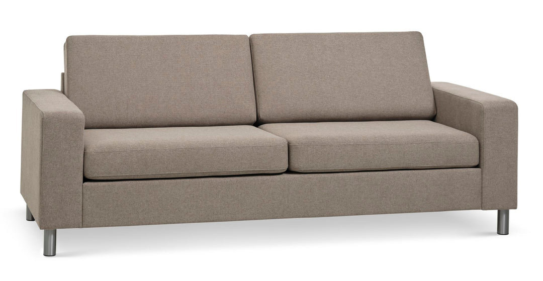 Pan 2,5 pers. sofa antelope beige polyester stof og børstet aluminium