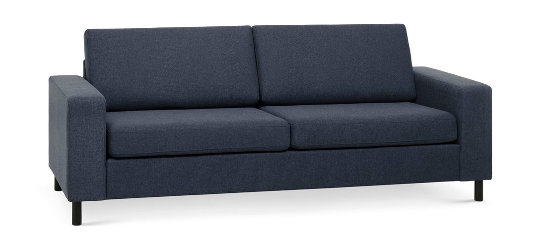 Pan 2,5 pers. sofa blå polyester stof og sort træ