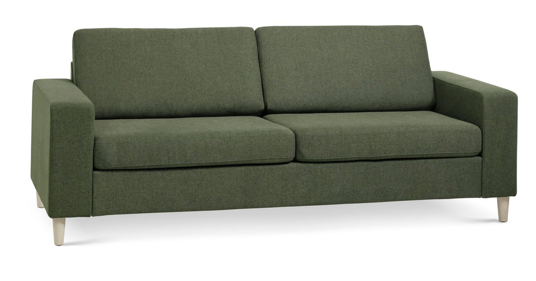 Pan 2,5 pers. sofa vinter mosgrøn polyester stof og natur træ