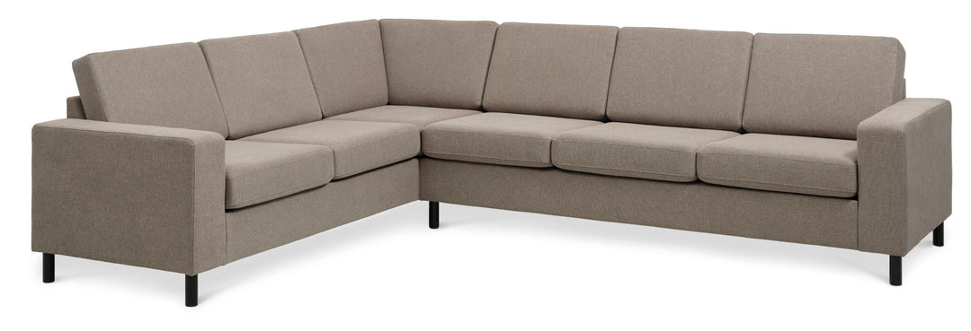 Pan set 7 corner hjørnesofa antelope beige polyester stof og sort træ