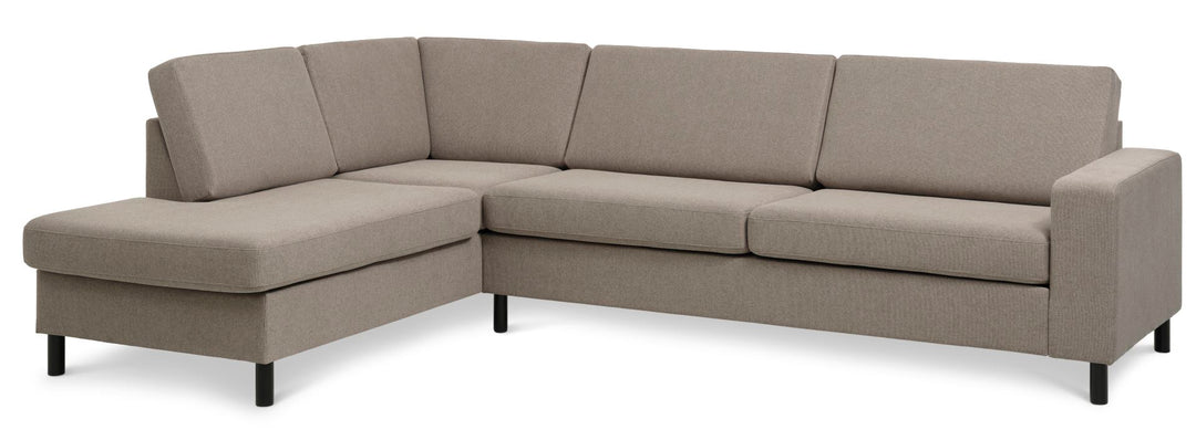 Pan set 2 OE left sofa med chaiselong antelope beige polyester stof og sort træ