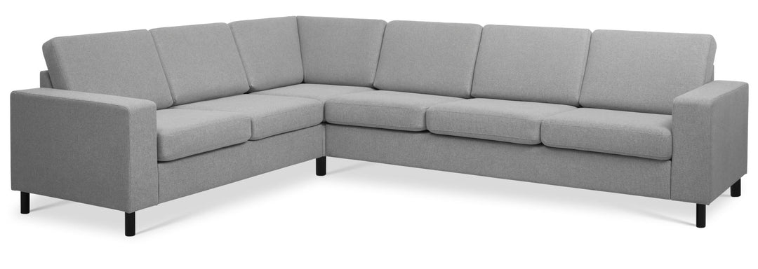 Pan set 7 corner hjørnesofa grå polyester stof og sort træ