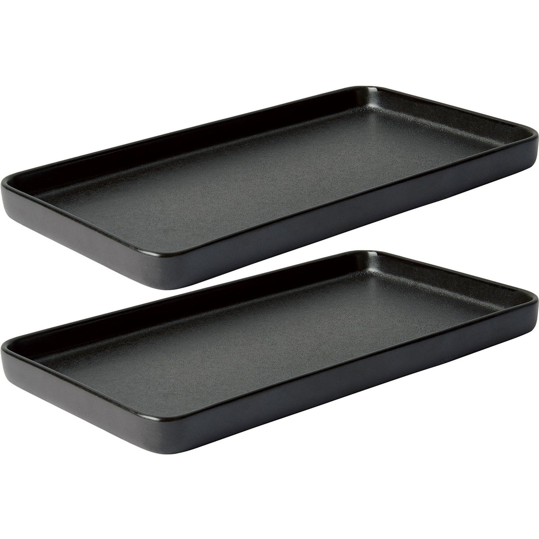 Aida Aida RAW rektangulær tallerken, 2 stk, 34 cm, titanium black – frontbillede (Madtallerken)