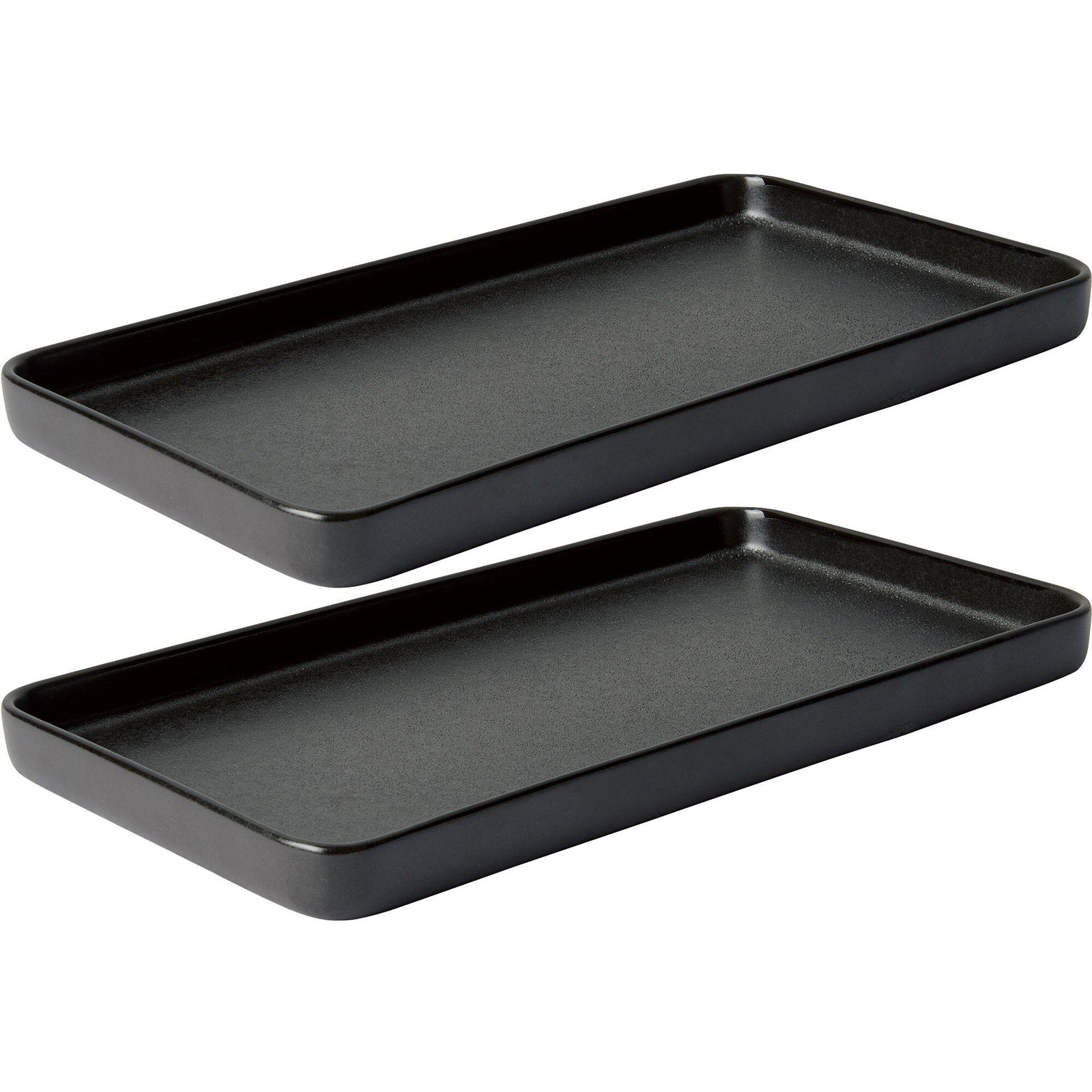 Aida Aida RAW rektangulær tallerken, 2 stk, 34 cm, titanium black – frontbillede (Madtallerken)