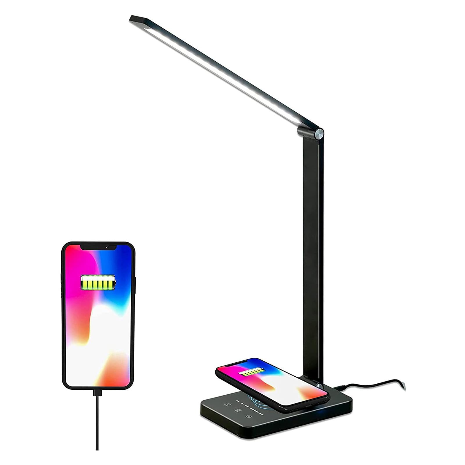 Produktbillede af LED-bordlampe/Foldelampe med timer & trådløs oplader på tilbud