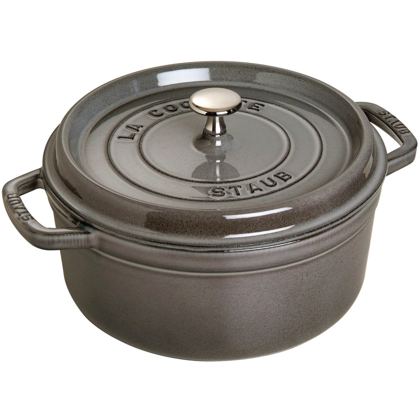 Staub Staub Rund Gryde 24 cm 3,8 liter Grafitgrå – produktvisning (Støbejernsgryde)