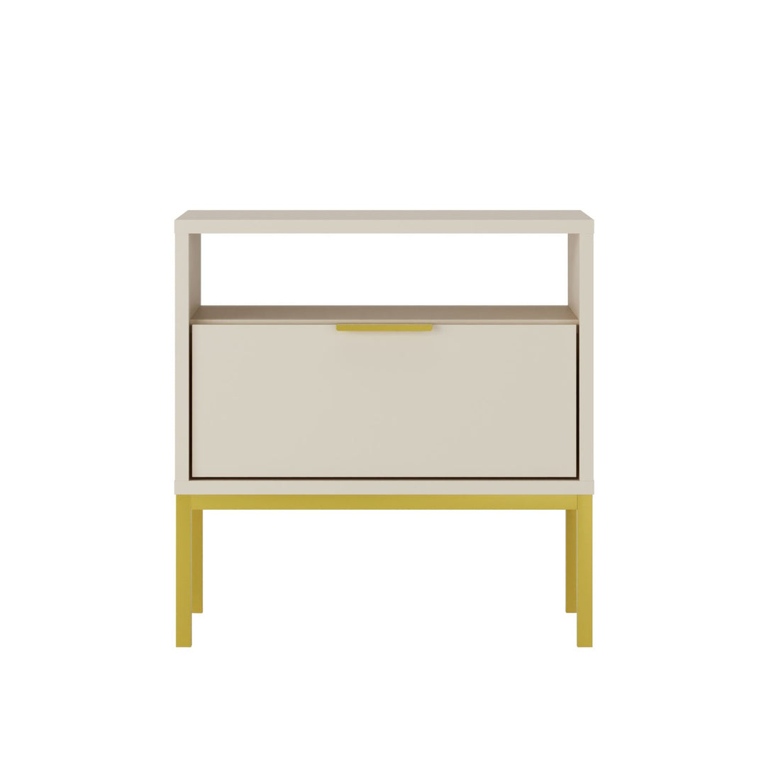 KOCOT Austin natbord m. 1 åben hylde 1 skuffe cashmere lamineret spånplade og guld stål 55x33
