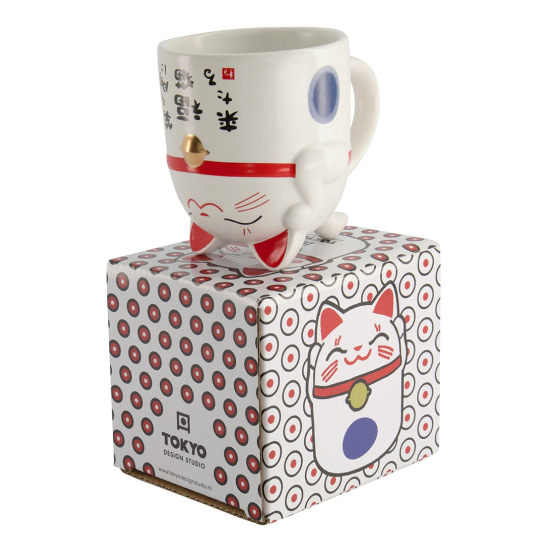 Tokyo design studio Tokyo design studio Kawaii Lucky Cat krus 35 cl, blå – billede i brug (Krus)
