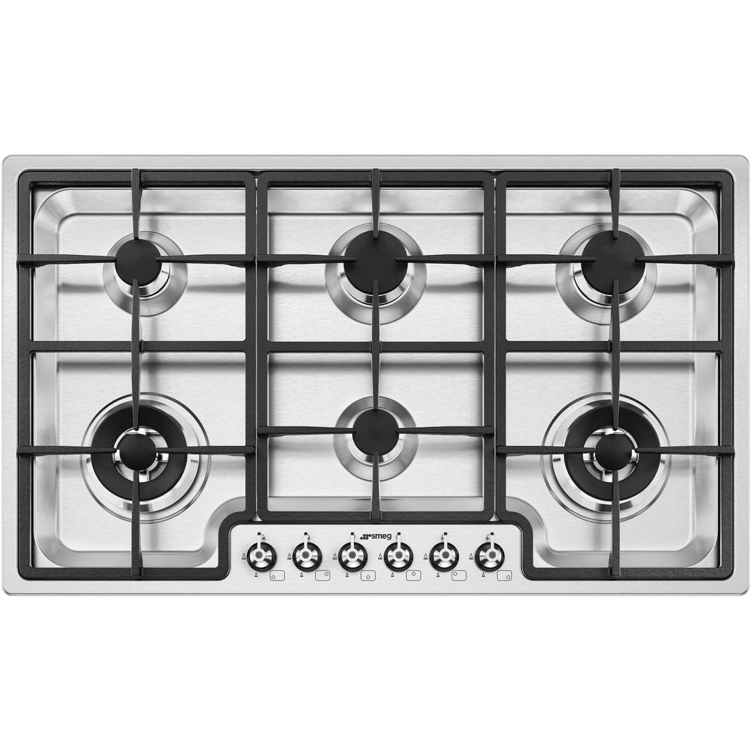 Smeg Smeg 90cm Gaskogeplade i Rustfrit Stål – close-up (Gaskogeplade)