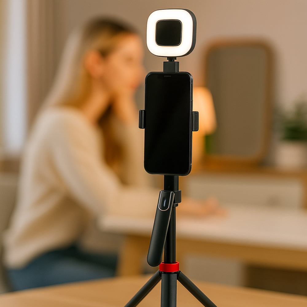 Produktbillede af Køb Selfiestick m/Intelligent Ansigtssporing inkl. lys (følger dig automatisk når du bevæger dig) Q185 på tilbud