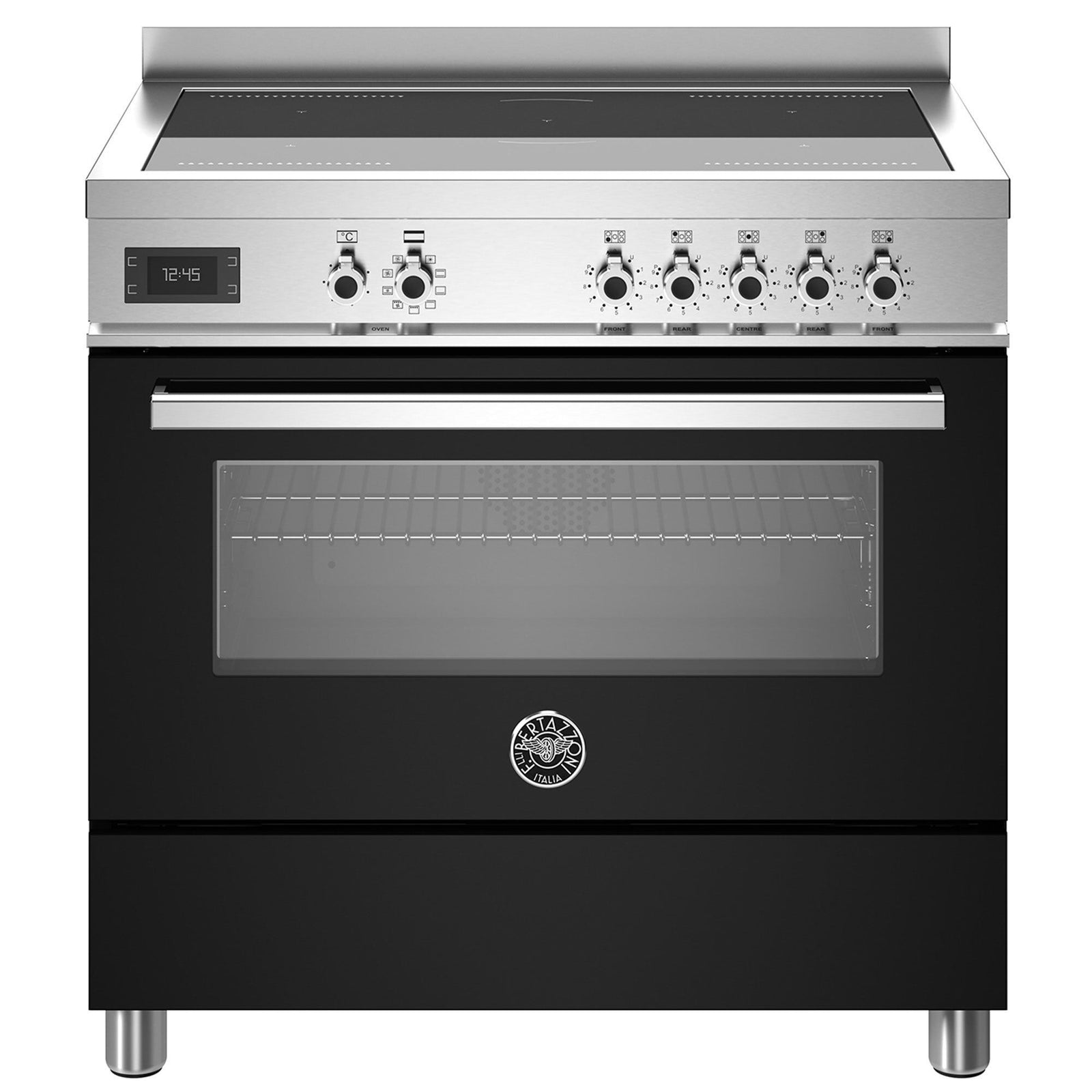 Bertazzoni Bertazzoni PRO95I1ENET Professional induktionskomfur med ovn, 90 cm sort ❤ produktfoto i kategorien Induktionskomfur