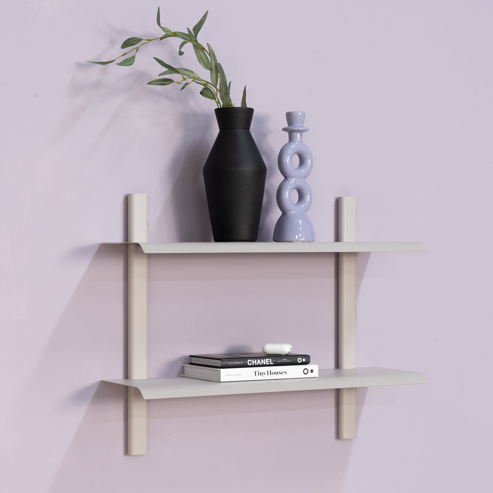 Produktbillede af Repisa Dobbelt væghylde i metal 5 farver bredde 60 cm. Silky taupe metal på tilbud i høj kvalitet