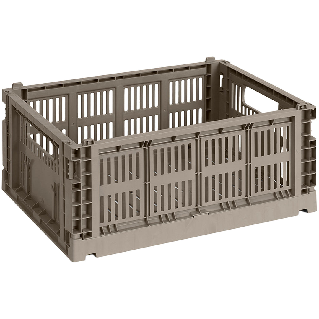Hay HAY Colour Crate Medium, warm grey – frontbillede (Opbevaringsboks)