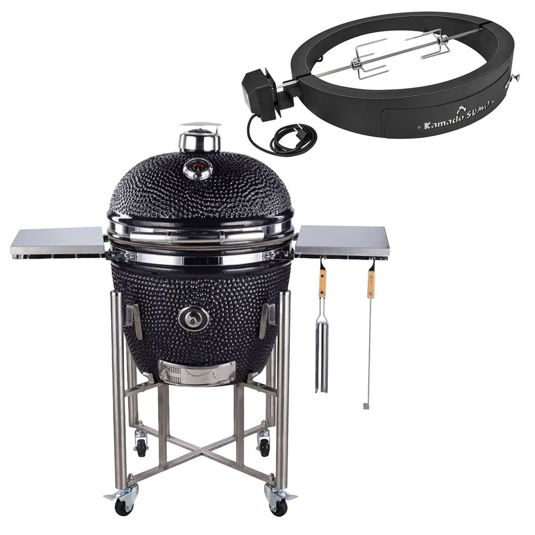 Kamado sumo Kamado sumo Signature PRO grill + Grillmesterens rotisseri & pizzaovn ❤ billede i brug (Grill sæt)