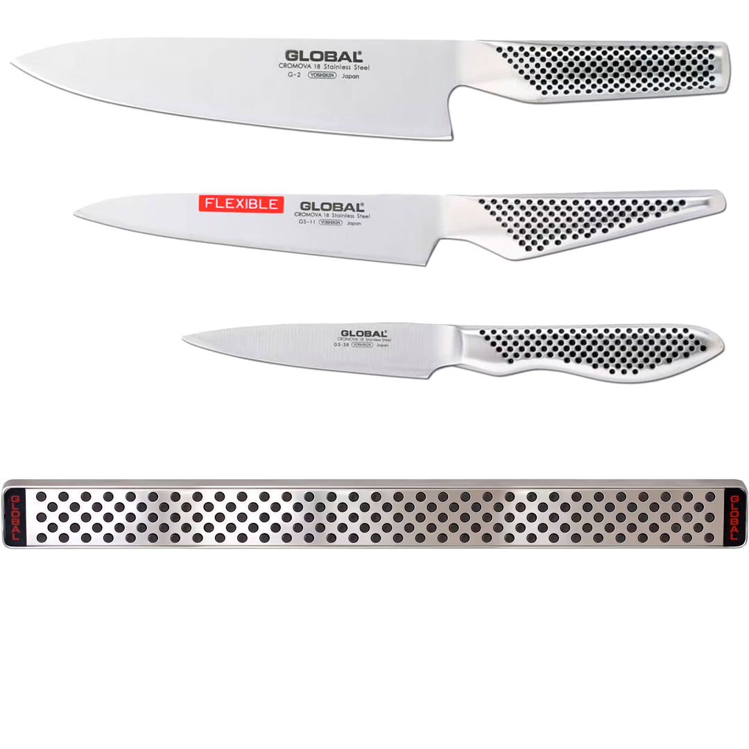 Se Global Knivsæt 3 dele + knivliste 51 cm ✔ Stort online udvalg i Global - Køb online på udsalg og tilbud lige nu ✔ Meget billig fragt og hurtig levering: 1 - 2 hverdage - Varenummer: KTCH-77393 og barcode / Ean:  på lager - Udsalg på Hjem og madlavning, Bestik, porcelæn og glasvarer Spar op til 64% - Over 1122 kendte brands på udsalg