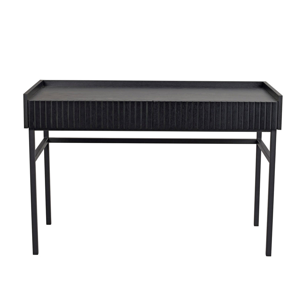 ROWICO Halifax skrivebord m. 2 skuffer sort egefinér eg og metal 120x61