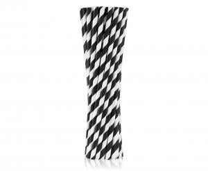 Produktbillede af Papirsugerør Sorte Striber 6x197 Mm / 250 Stk. på tilbud i premium kvalitet