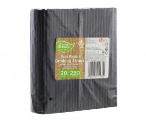 Produktbillede af Papirsugerør Sort 6x197 Mm / 250 Stk. på tilbud i premium kvalitet