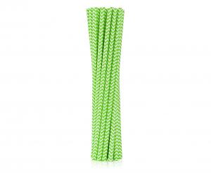 Produktbillede af Papirsugerør Limegrøn Chevron 6x197 Mm / 12 Stk på tilbud i premium kvalitet