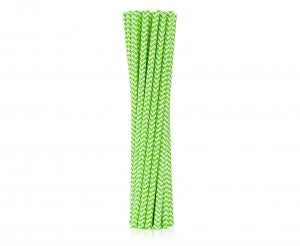 Papirsugerør Limegrøn Chevron 6x197 Mm / 12 Stk