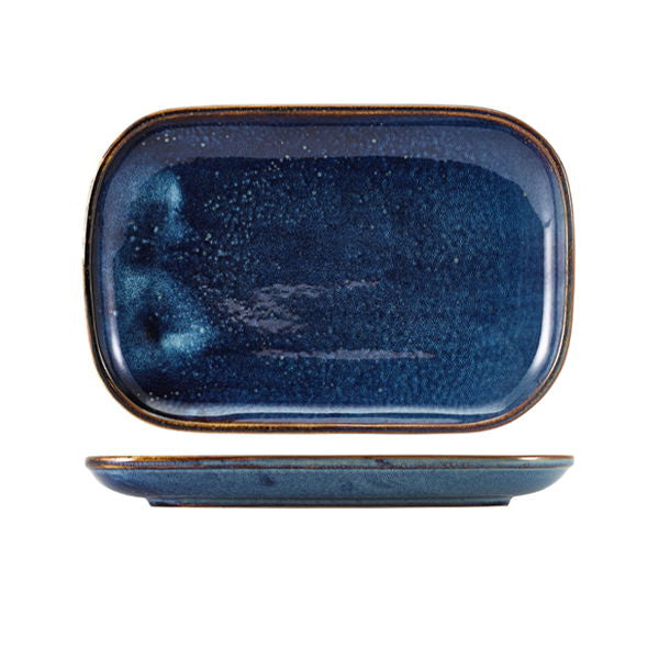 Produktbillede af Terra Aqua Blå Rektangulær Tallerken 24 x 16,5 Cm Genware på tilbud i brug