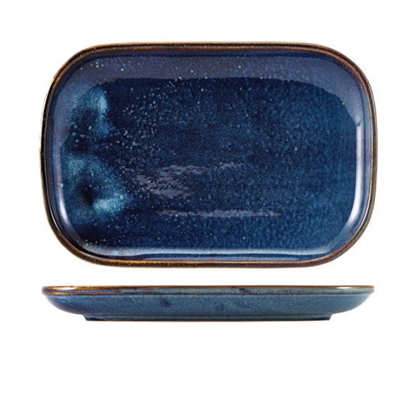 Produktbillede af Terra Aqua Blå Rektangulær Tallerken 29 x 19,5 Cm Genware på tilbud i brug