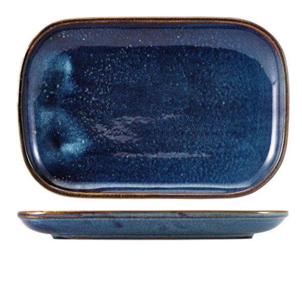 Produktbillede af Terra Aqua Blå Rektangulær Tallerken 34,5 x 23,5 Cm Genware på tilbud i brug