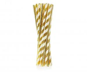 Papirsugerør Guld Blanding Af To Designs 6x197 Mm / 24 Stk