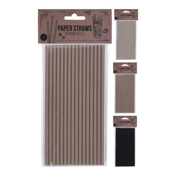 Produktbillede af Sugerør Papir 16 Stk Assorteret på tilbud i premium kvalitet