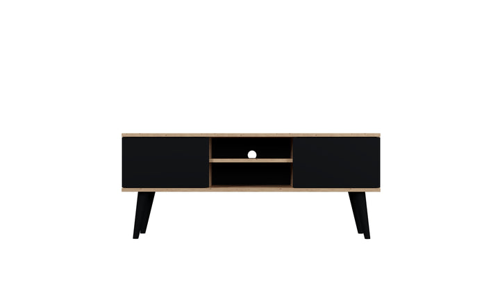 KOCOT RTV Toronto TV-bord m. 2 låger og 1 hylde natur/sort finér og bøgetræ 120x35