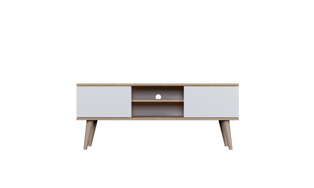 KOCOT RTV Toronto TV-bord m. 2 låger og 1 hylde natur/hvid finér og natur bøgetræ 120x35