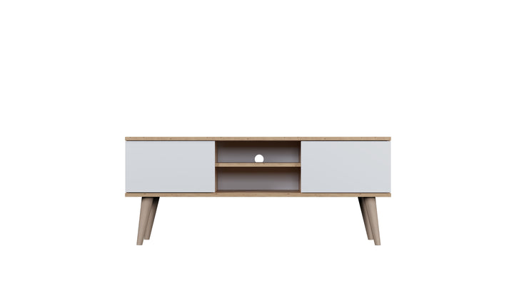 KOCOT RTV Toronto TV-bord m. 2 låger og 1 hylde natur/hvid finér og natur bøgetræ 120x35