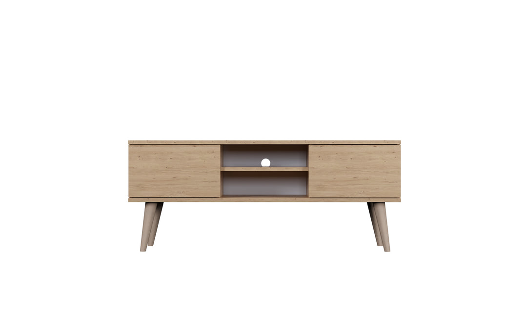 KOCOT RTV Toronto TV-bord m. 2 låger og 1 hylde natur finér og natur bøgetræ 120x35