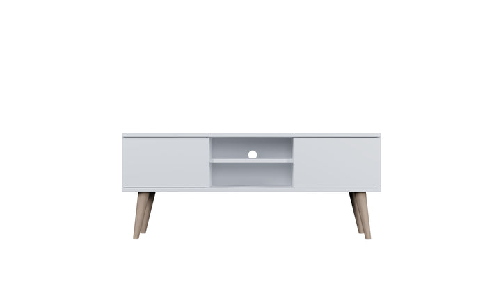 KOCOT RTV Toronto TV-bord m. 2 låger og 1 hylde hvid finér og natur bøgetræ 120x35