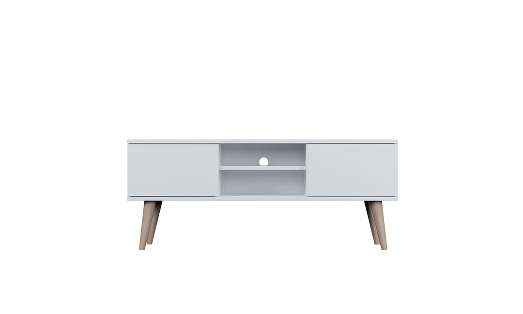 KOCOT RTV Toronto TV-bord m. 2 låger og 1 hylde hvid finér og natur bøgetræ 120x35