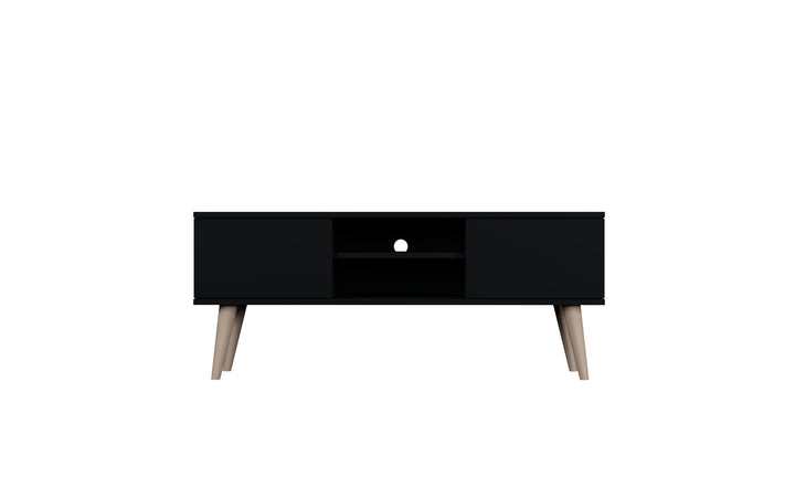 KOCOT RTV Toronto TV-bord m. 2 låger og 1 hylde sort finér og natur bøgetræ 120x35