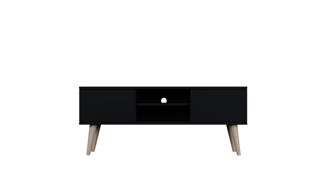 KOCOT RTV Toronto TV-bord m. 2 låger og 1 hylde sort finér og natur bøgetræ 120x35