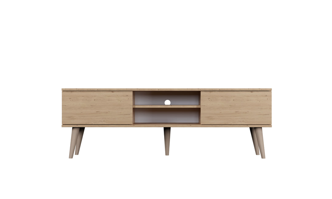 KOCOT RTV Toronto TV-bord m. 2 låger og 1 hylde natur finér og natur bøgetræ 160x35