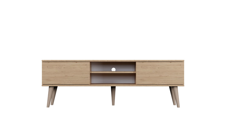 KOCOT RTV Toronto TV-bord m. 2 låger og 1 hylde natur finér og natur bøgetræ 160x35