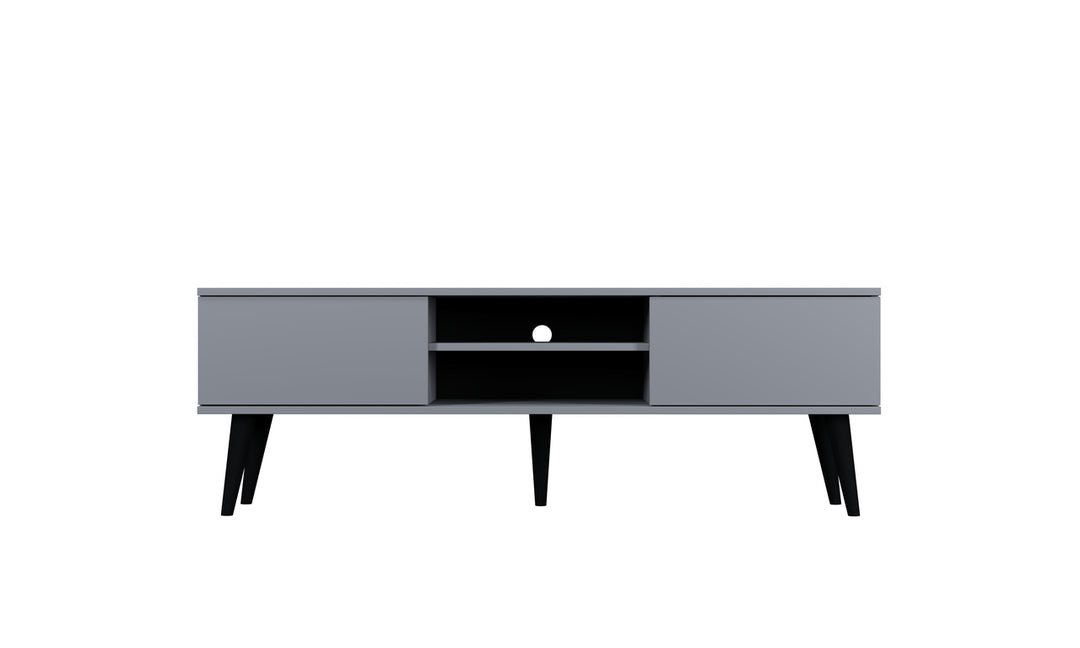 KOCOT RTV Toronto TV-bord m. 2 låger og 1 hylde grå finér og bøgetræ 160x35