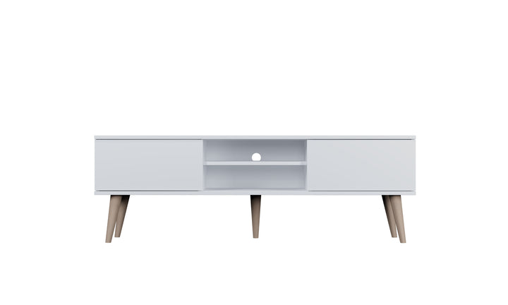 KOCOT RTV Toronto TV-bord m. 2 låger og 1 hylde hvid finér og natur bøgetræ 160x35