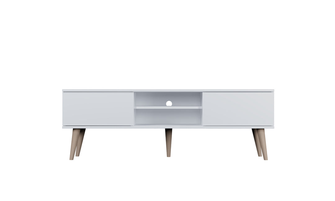 KOCOT RTV Toronto TV-bord m. 2 låger og 1 hylde hvid finér og natur bøgetræ 160x35