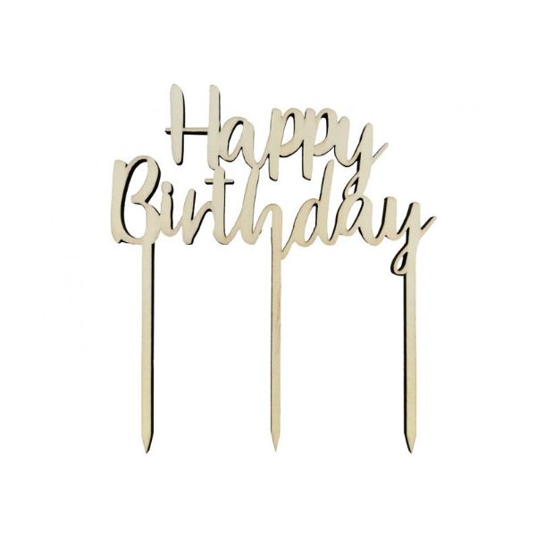 Produktbillede af Trækagepynt Happy Birthday 13 x 14 Cm på tilbud i brug
