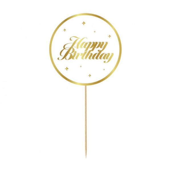 Produktbillede af Kagepynt B&G Party Happy Birthday Hvid Stjerner Diameter 10 Cm på tilbud i brug