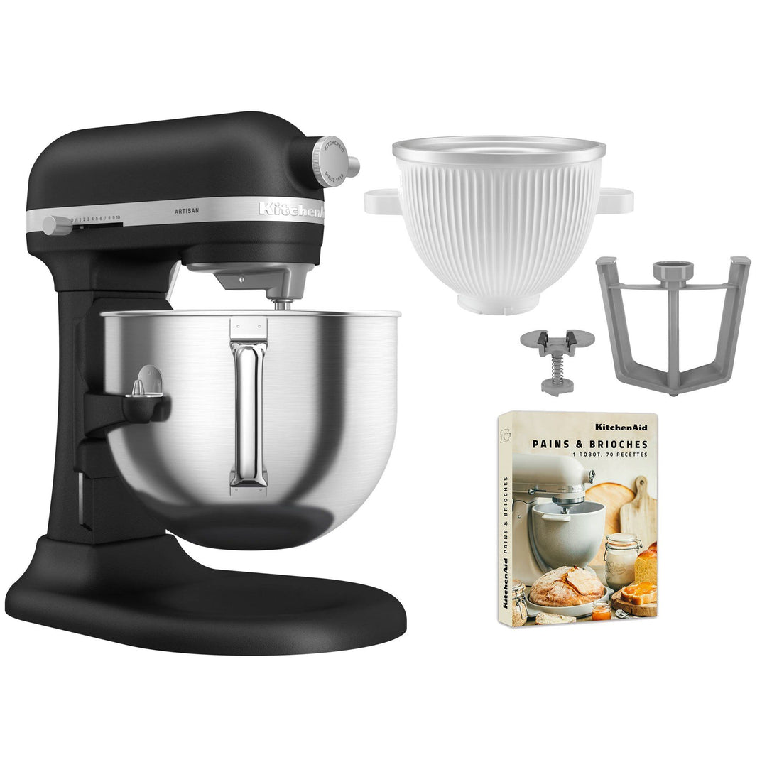 Kitchenaid Kitchenaid Artisan 5KSM70SHXE køkkenmaskine 6,6 liter + 5KSMICM Ice Cream Maker, imperial black – close-up…